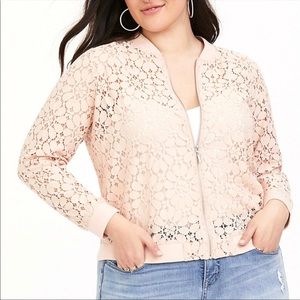 Torrid Pink Lace Bomber Jacket